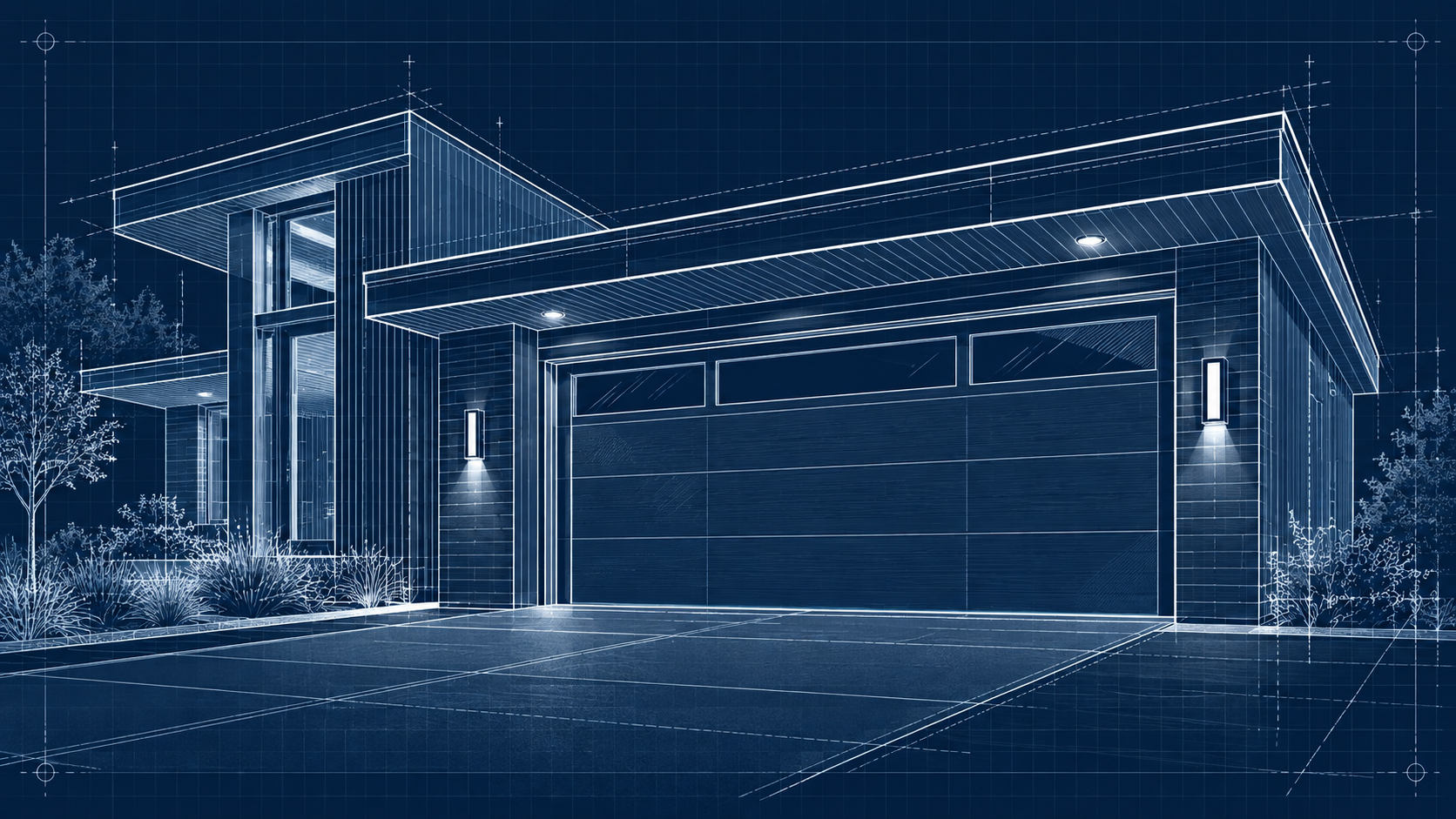 Blueprint view of garage