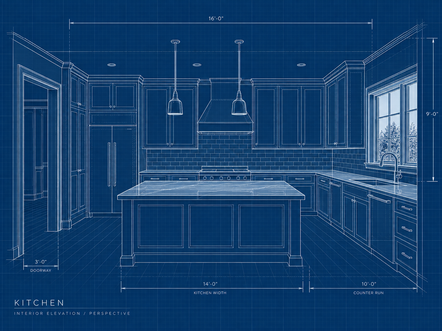 Blueprint kitchen view