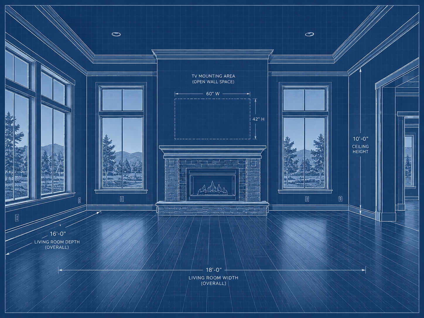 Blueprint living room view